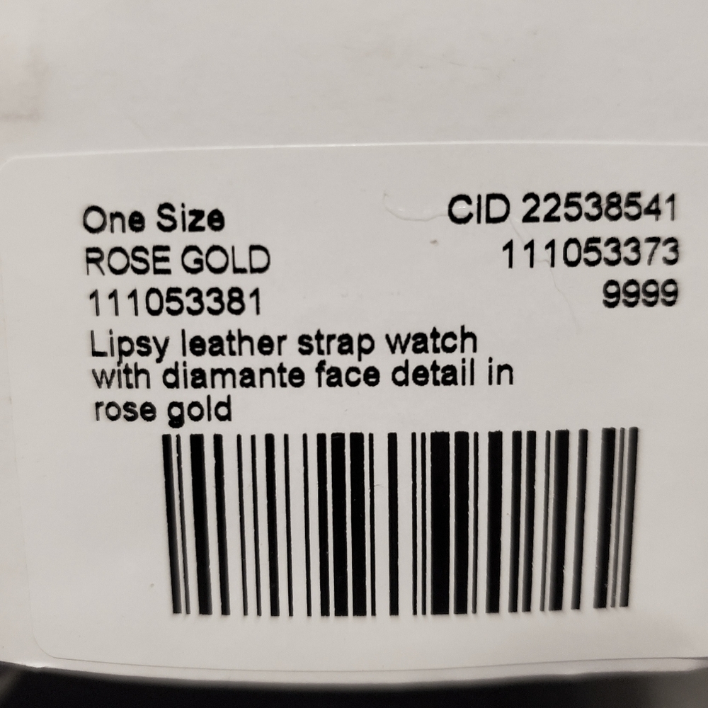 LIPSY | Leather Strap Watch w/ Rhinestone Face Detail in Rose Gold - Picture 7 of 7